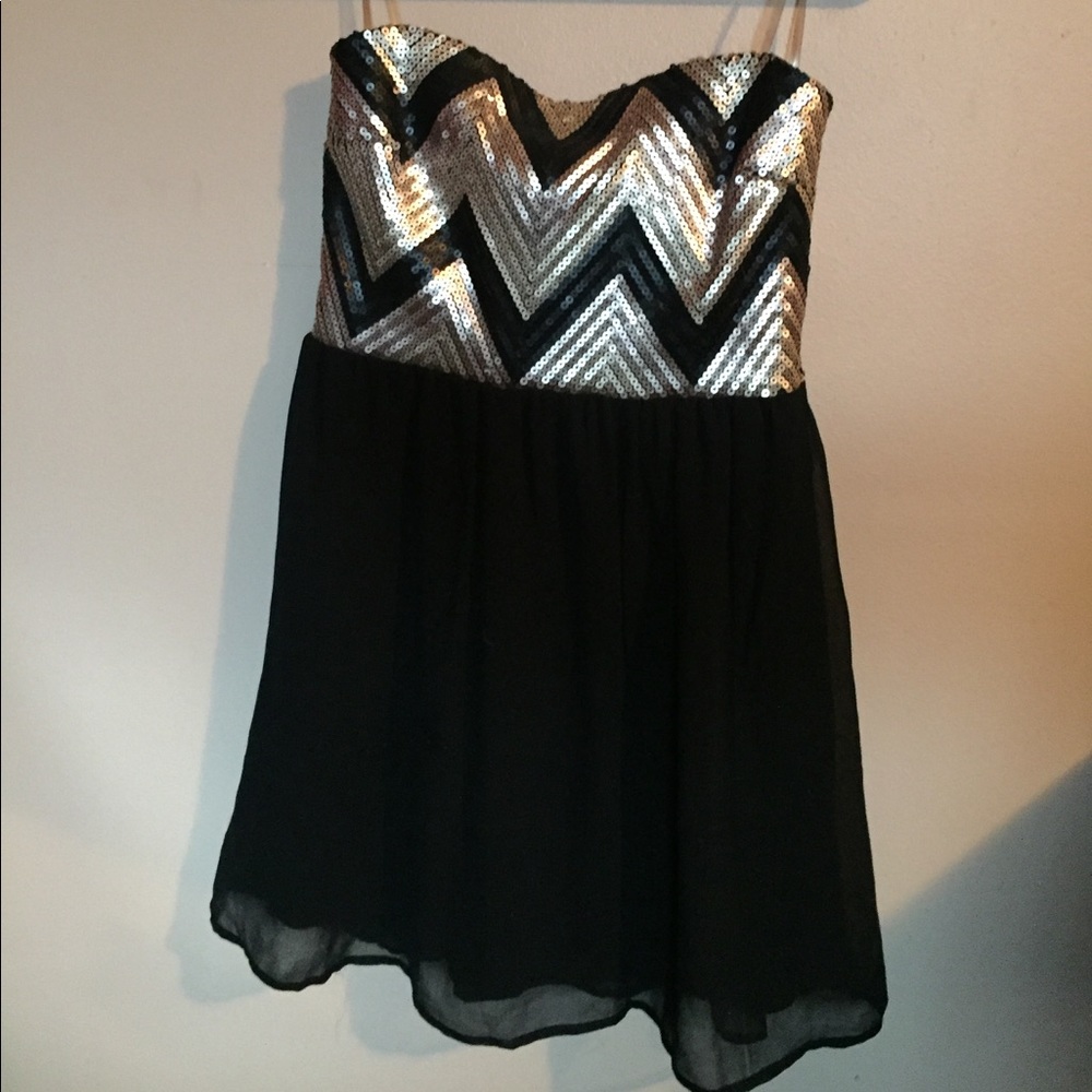 My Michelle black and gold sequin dress